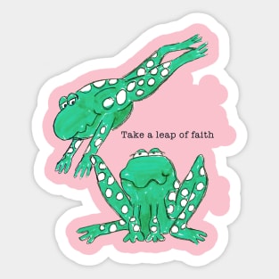 Frogs drawing take a leap of faith Sticker